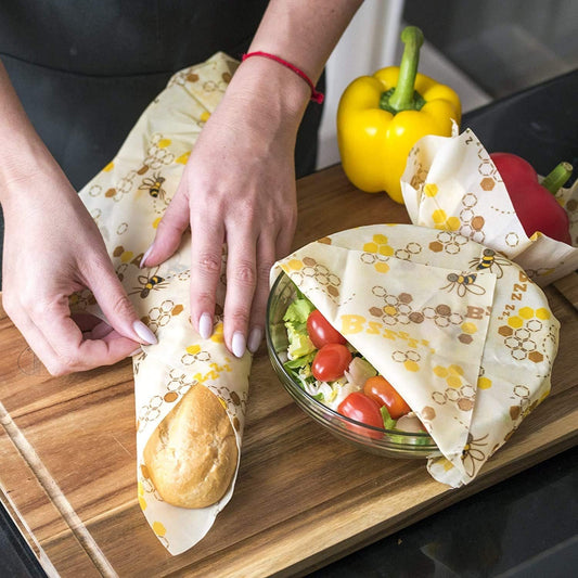 Smart Health Organic Beeswax Wraps-ECO-Friendly Biodegradable Reusable-Plastic-Free, Alternative and Sustainable Food Storage-Re-Washable All Natural-Keeps Produce Fresh, Cotton