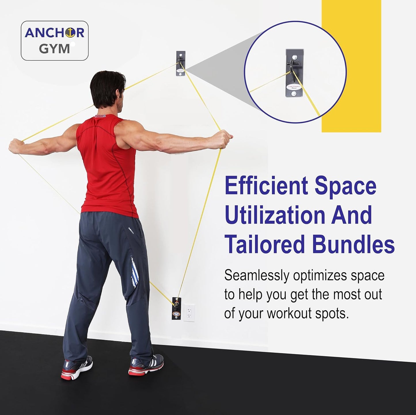Anchor Gym - H1 Unit | One Workout Wall Mount Anchor - Wall or Ceiling Mounting Hooks for Bands, Straps, and Ropes (All Hardware Included)