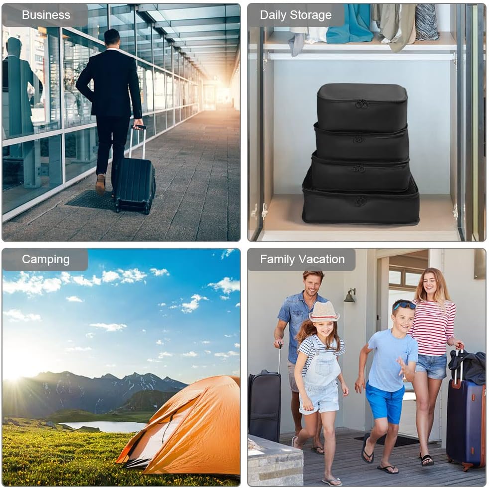 OSDUE Luggage Organizer, 6 Pieces Travel Cube System, Separators Travel Pouches, Travel Organizers, Clothing Underwear Footwear Organizers Sacks Storage Suitcase Set, Black-6pcs