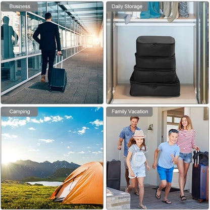OSDUE Luggage Organizer, 6 Pieces Travel Cube System, Separators Travel Pouches, Travel Organizers, Clothing Underwear Footwear Organizers Sacks Storage Suitcase Set, Black-6pcs