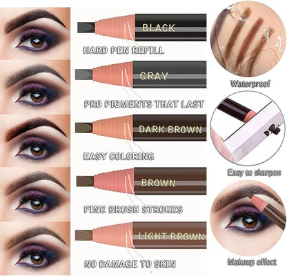 Professional Makeup Eyebrow Pencil, 5pcs Micro Brow Pencil, Waterproof Microblading Kit, Tattoo Makeup with Eyebrow Pencil and Microblading Accessories for Marking