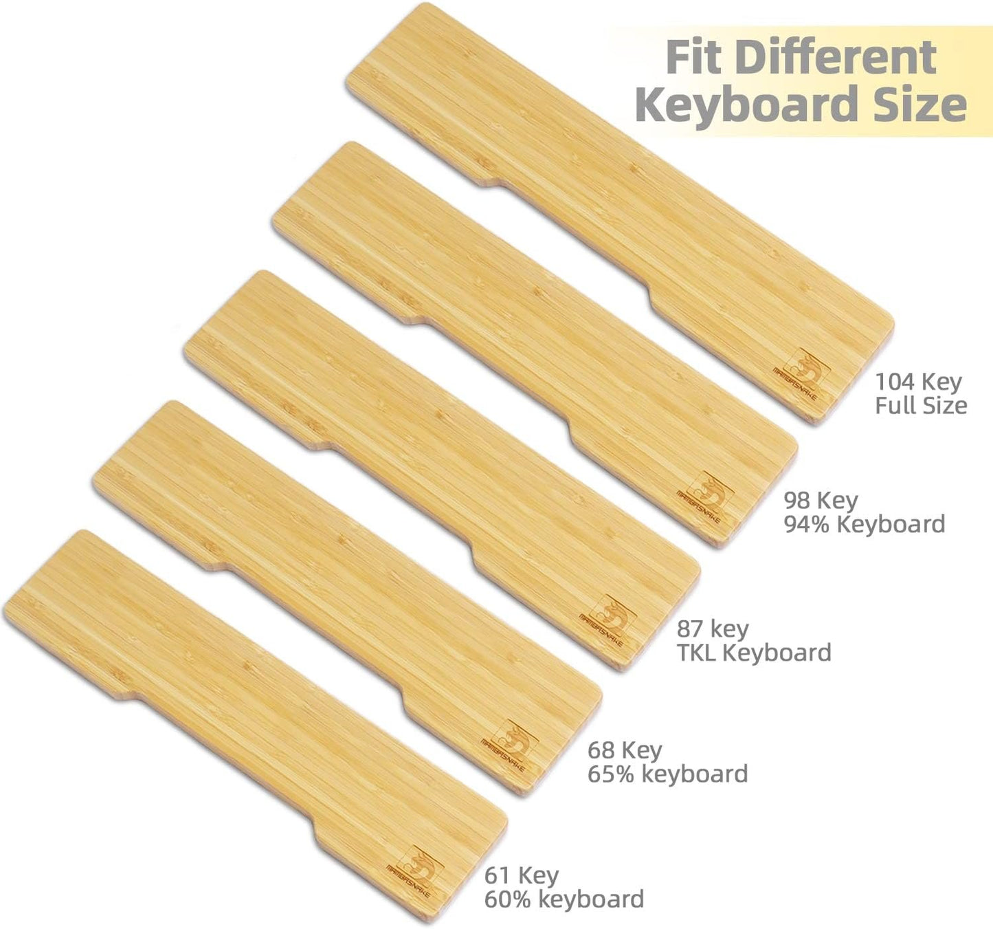 Bamboo Wrist Rest for Computer Keyboard, Ergonomic Mechanical Keyboard Wrist Pad, Hard Wrist Rest for Easy Typing Pain Relief, Anti-Slip Keyboard Rest for Laptop/PC Gaming/Mac (Full Size)