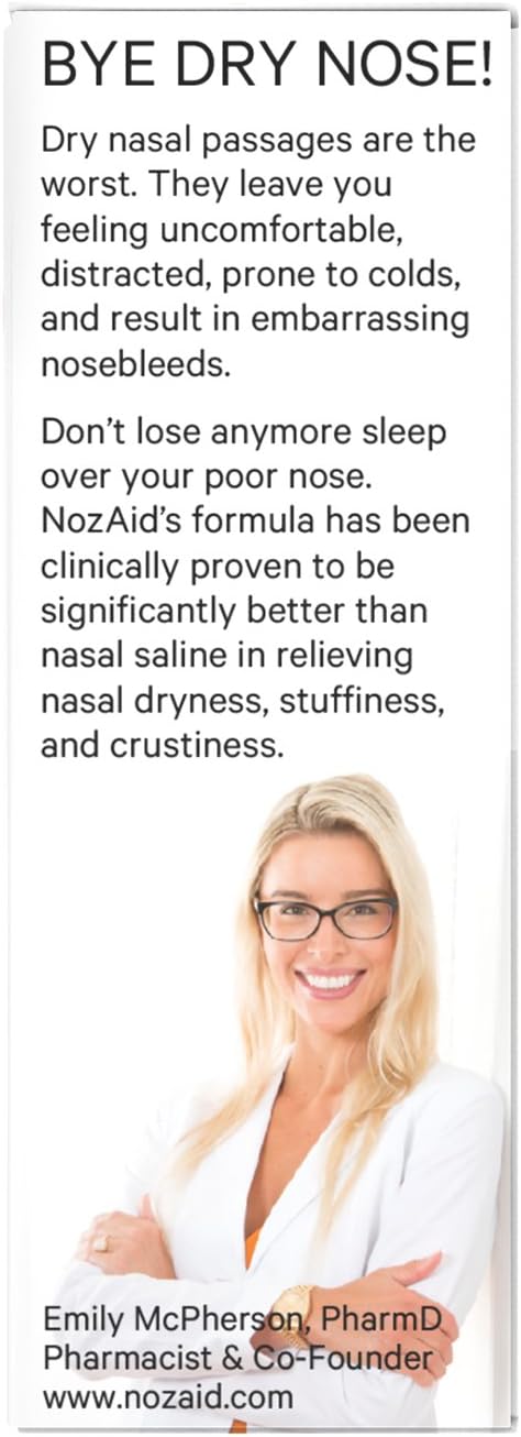 Nasal Moisturizer Spray w/Sesame Oil .34 oz Moisturizing Lubricant for Dry, Crusty, Cracked, Stuffy Nose Relief, Nosebleeds, Preservative Free by NozAid