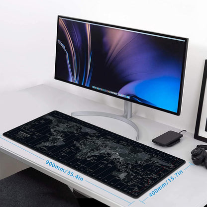 Anpollo Extended Speed Gaming Mouse Pad Large Size 35.4 x 15.7 inches Desk Mat Mousepad with Personalized Design - Black World Map