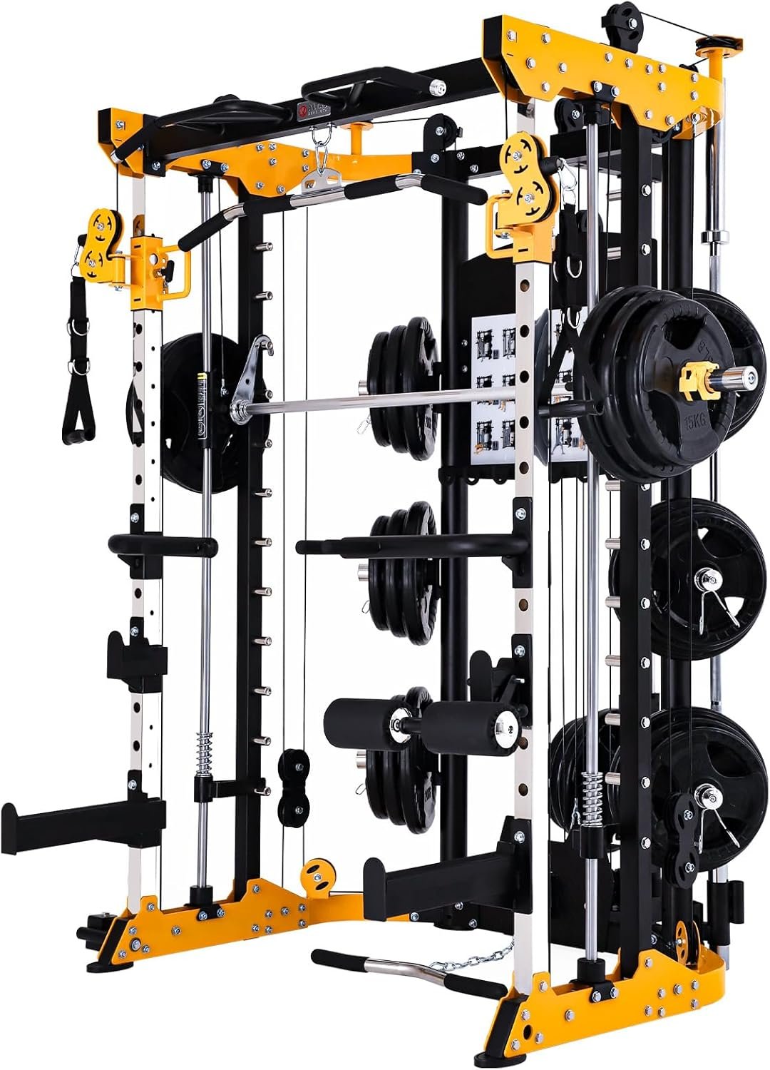 Altas Strength Light Commercial Home Gym Smith Machine with Pulley System Linear Bearing Cage Workout Upper Body Strength Training Equipment Leg Developer Weight Lifting Machine 3059