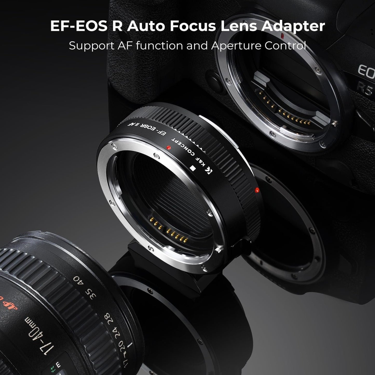 K&F Concept Auto Focus EF to EOS R Adapter, Electronic EF EF-S Lens to RF Mount Adapter with Removable Tripod Mount Compatible with Canon EF EF-S EOS RP R R6 R5 Cameras