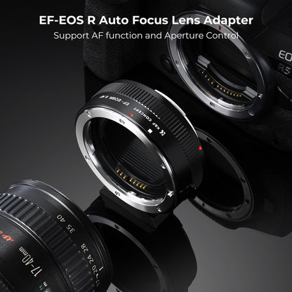 K&F Concept Auto Focus EF to EOS R Adapter, Electronic EF EF-S Lens to RF Mount Adapter with Removable Tripod Mount Compatible with Canon EF EF-S EOS RP R R6 R5 Cameras