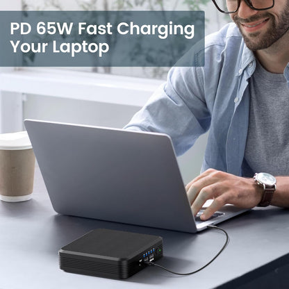 Laptop Power Bank with 100W AC Outlet, 72Wh/20000mAh Portable Laptop Charger with 65W PD USB C Fast Charging, Power Station for Home Backup Power Camping Business Travel