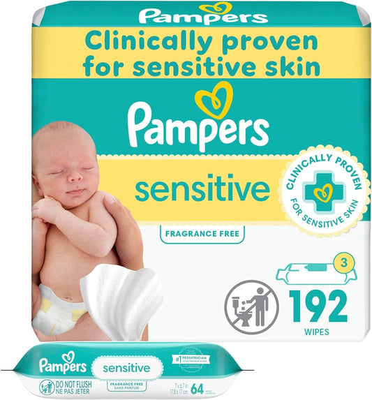 Pampers Sensitive Baby Wipes - Unscented - 192 ct