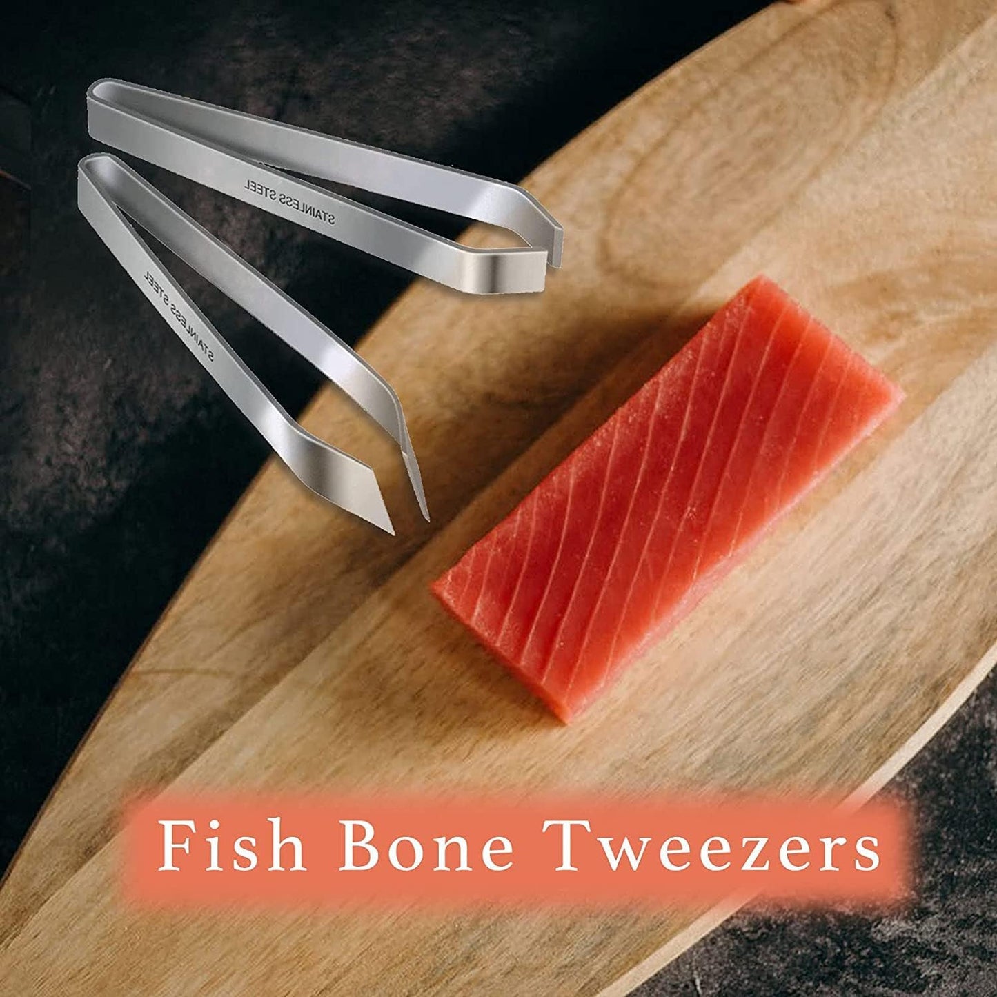 2 Pcs Fish Bone Tweezers Stainless Steel Flat and Slant Fish Bone Pliers Professional Fish Tweezers, Kitchen Seafood Tool(4.6")