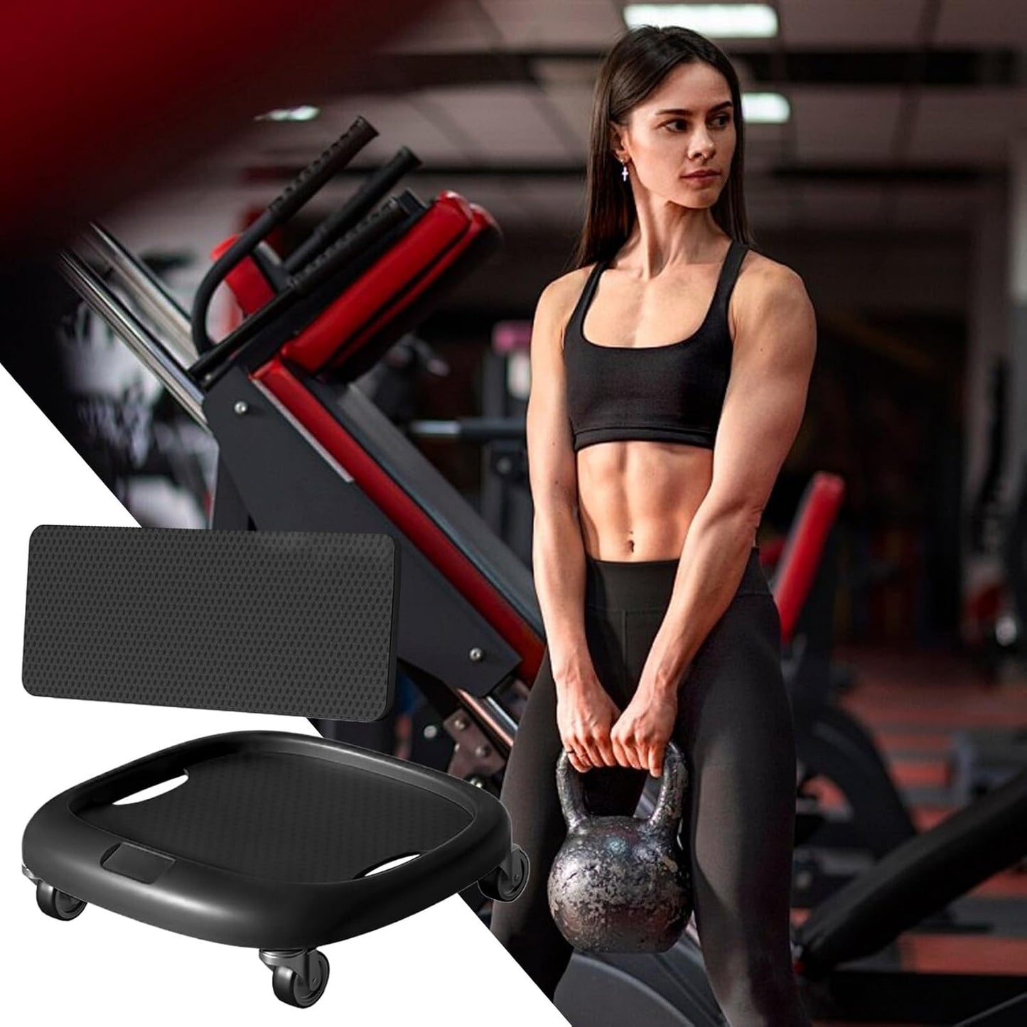 Ab Wheel, 360 gradi rotanti addominali Board, Core Trainer, Training Equipment with Mat, ABS Material Compact Gear Body Sculptor Waist Strength Fitness for Workouts, 620 g