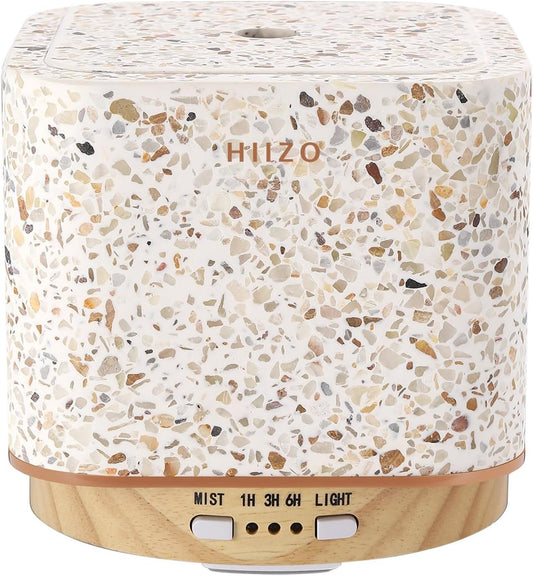 HIIZO T18 Terrazzo Aroma Diffuser – Luxury Ultrasonic Diffuser with Handcrafted Terrazzo, Stone Diffuser, LED Light Modes, 200ml Tank, Nano Mist, Auto Shut-Off, for Home Decor and Gifts