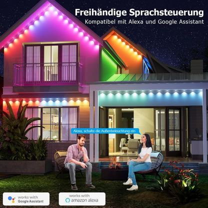 Solar Lights Permanent Outdoor Smart RGB Plus IC Outdoor Lighting, Work with Alexa (15m)