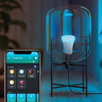 Philips Hue White and Color Ambiance Smart LED Light Bulb, E27, White or Coloured Light, 15W, Pack of 2