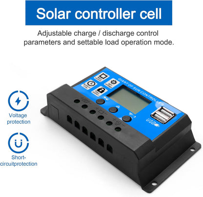 JUMYNOOY 30W 12V Solar Panel Battery Charger+40A Controller for RV Car Boat Home Camping, Black