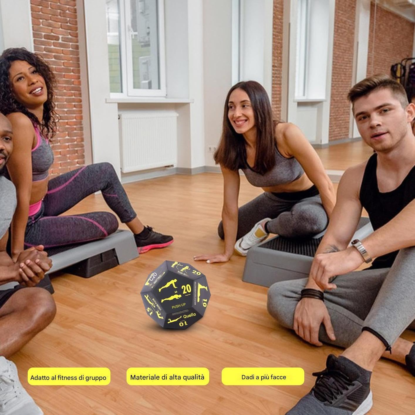 Fitness Dice, 12-Sided Exercise Game Tool, Strength Training Equipment, 4.72x3.94x3.94 Inches, Random Workout Challenge, Portable Fitness Gear, Home Gym Outdoor Travel Use