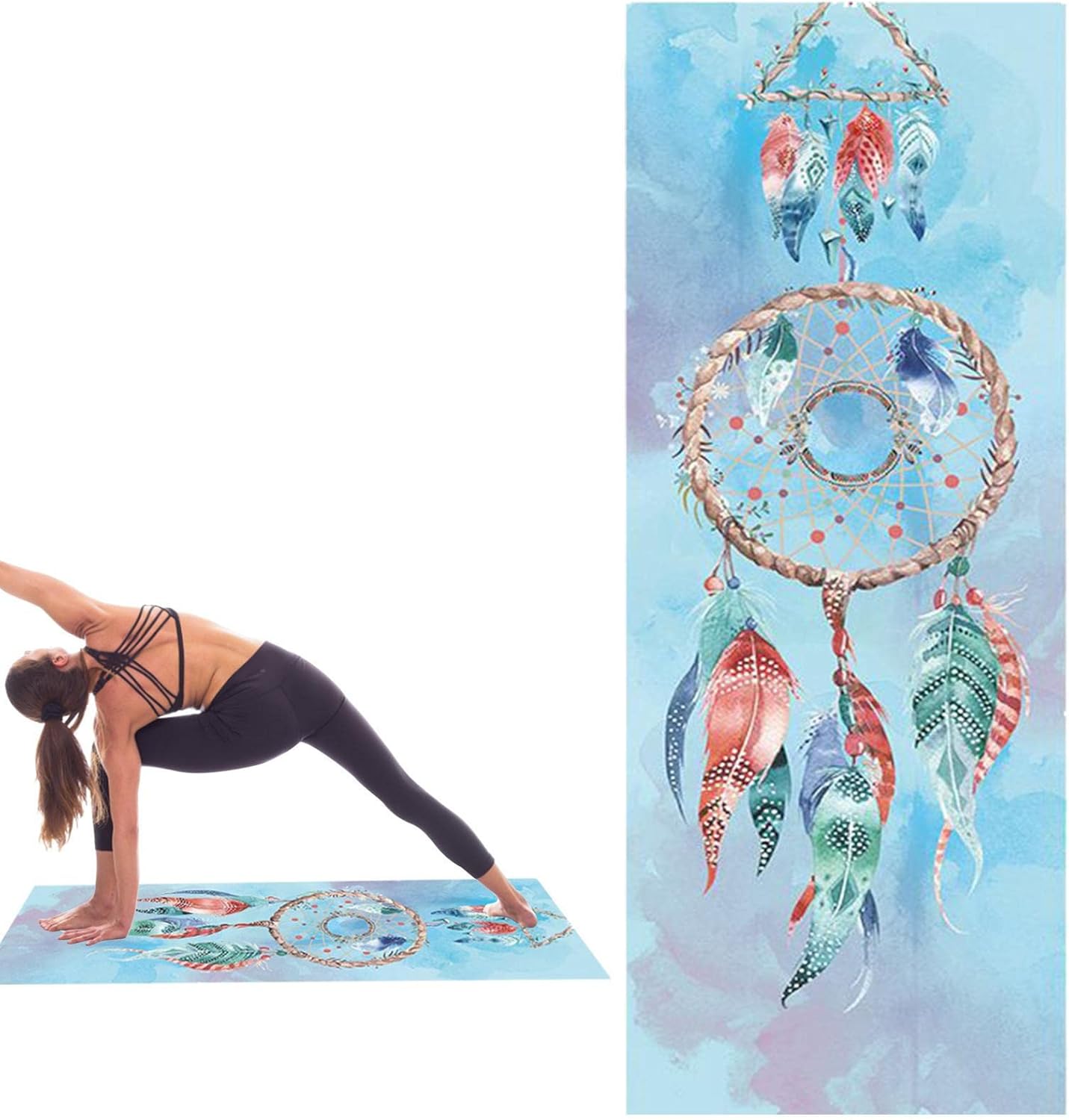 Yoga Towel,Mat Sized Active Dry Non-Slip Travel Beach Towel | Foldable Microfiber Bath Towels Workout Gear for Exercise, Fitness, Pilates, and