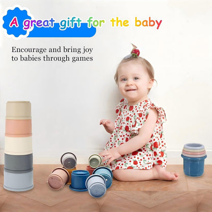 2 Set Stacking Cups, Toys for Toddlers 1-3 Year Old Stack and Count, Colorful Baby Stacking Water Set, Stackable Cups for Learning, Toddler Water Table Toy, Baby Bath Toy, Toddler Cup Toys (16 Count)
