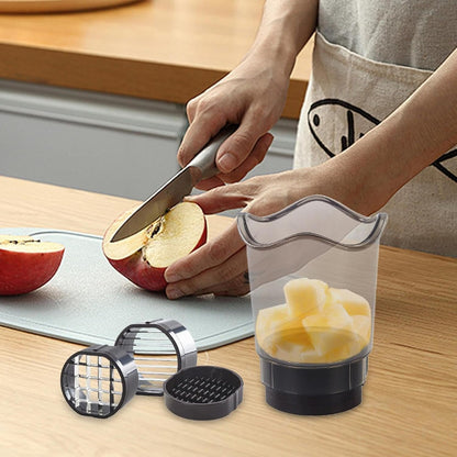 Cup Slicer – Stainless Steel Fruit & Vegetable Cutter, Quick Salad Maker | Banana, Strawberry, Egg Slicer, Kitchen Gadget, Portable Food Prep Tool, Easy Clean, Push Plate Included