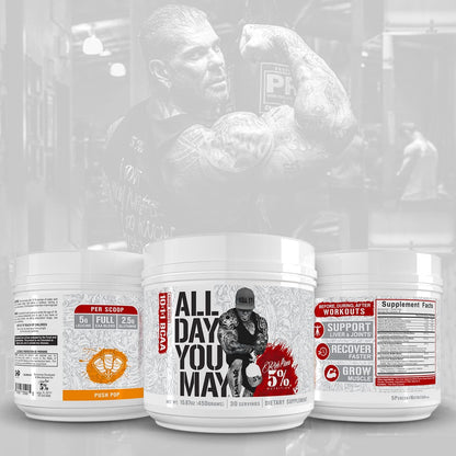 Rich Piana 5% Nutrition AllDayYouMay BCAA Powder, 9g Amino Acids | Elite Intra & Post Workout for Muscle Recovery, Hydration, Endurance, Joint & Liver Support (Push Pop)