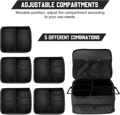 KAPEICamper 2 Layers Golf Trunk Organizerï¼ŒStorage Travel Trunk Accessory Organizer with Separate Compartment Car Trunk Lockerï¼ŒFoldable Golf Organizer for Car,Waterproof and Durable Golf Storage Bag