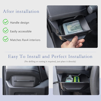 JDMCAR Driver's Drawer Box Compatible with Toyota RAV4 Accessories 2025 2024 2023 2022 2021 2020 2019 Drivers Side Cubby Drawer Organizer Storage Interior Accessories