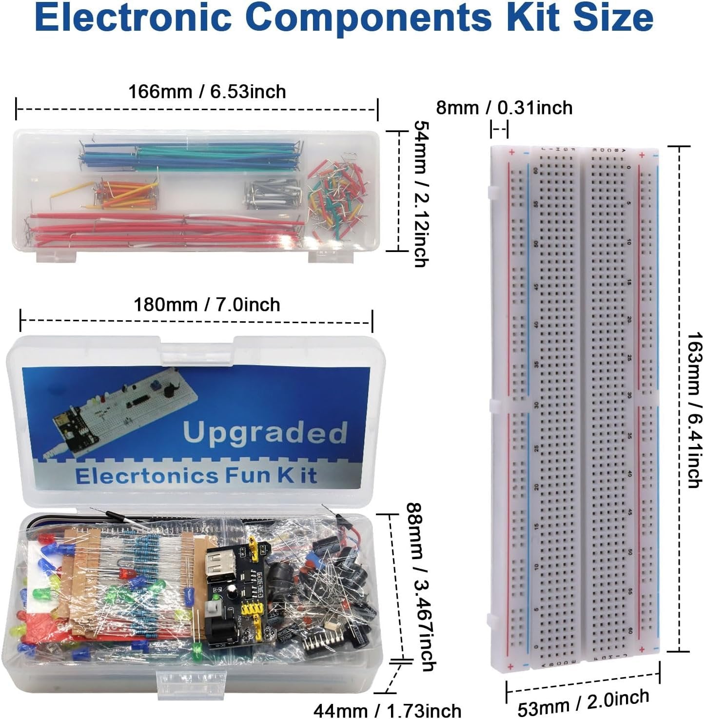 Starter Kit for Electronic Components with 830 Holes Breadboard Transistor Resistor Capacitors LED Buzzer Cable Resistor Different Components Compatible with Arduino with Raspberry Pi