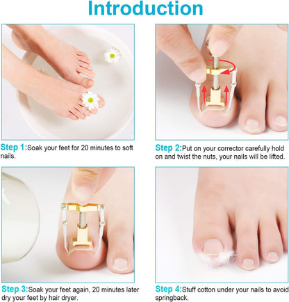 2 Pieces Ingrown Toenail Tool Ingrown Toenail Tool Stainless Steel Toe Cap Foot Care Tool for Paronychia (Gold)
