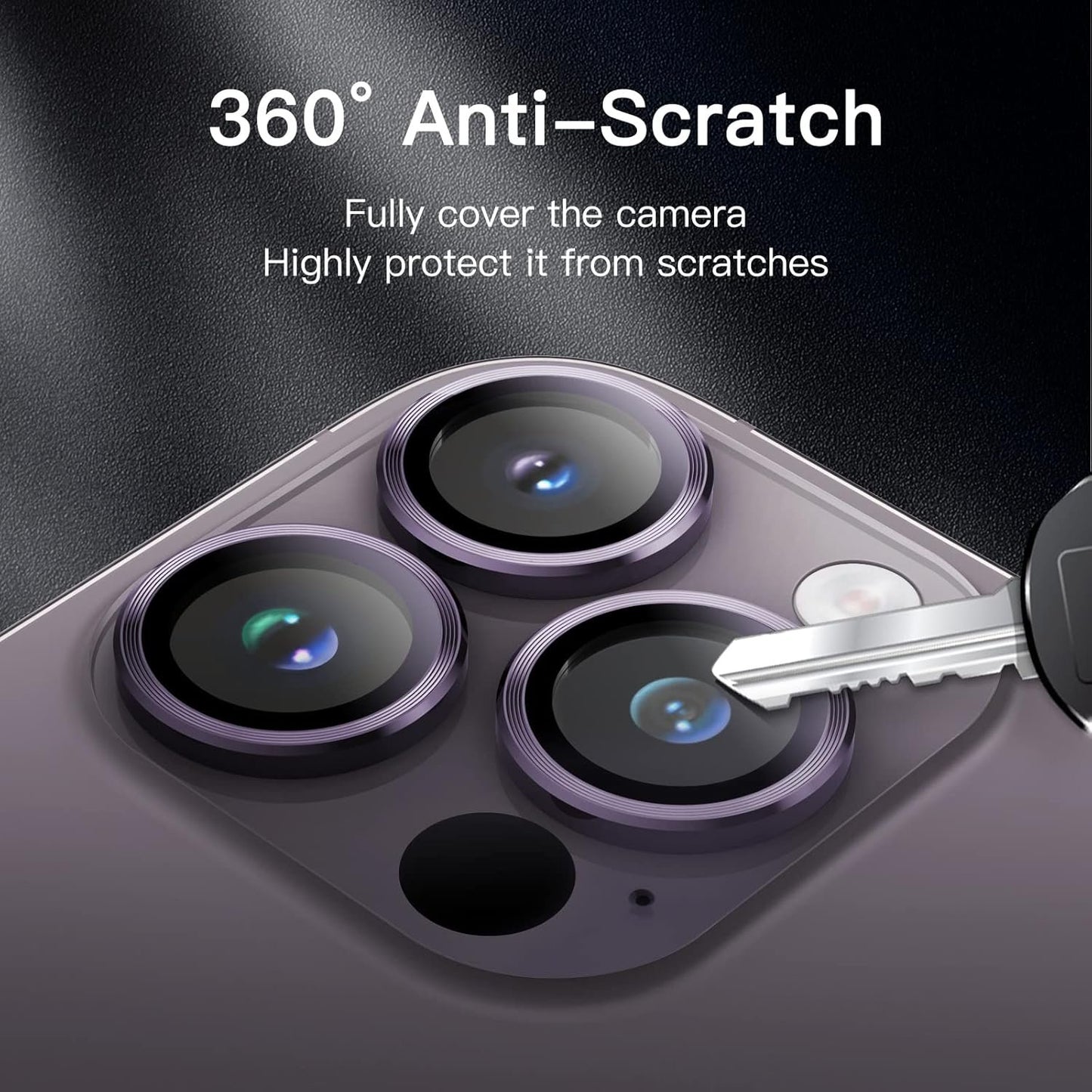 JETech Camera Lens Protector for iPhone 14 Pro 6.1-Inch and iPhone 14 Pro Max 6.7-Inch, 9H Tempered Glass Metal Individual Ring Cover, HD Clear, 1 Set (Deep Purple)