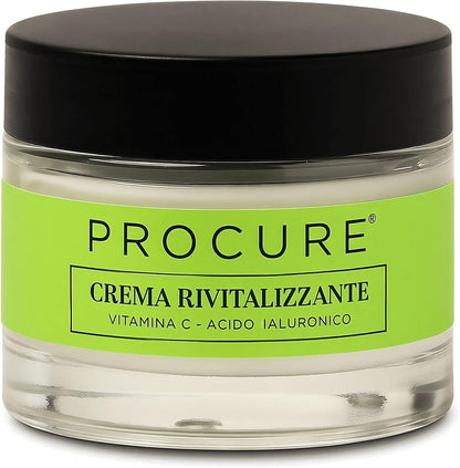 Procure Crema Viso Rivitalizzante alla Vitamina C – Idratante, Antiage, con Acido Ialuronico, Olio di Argan e Burro di Karité