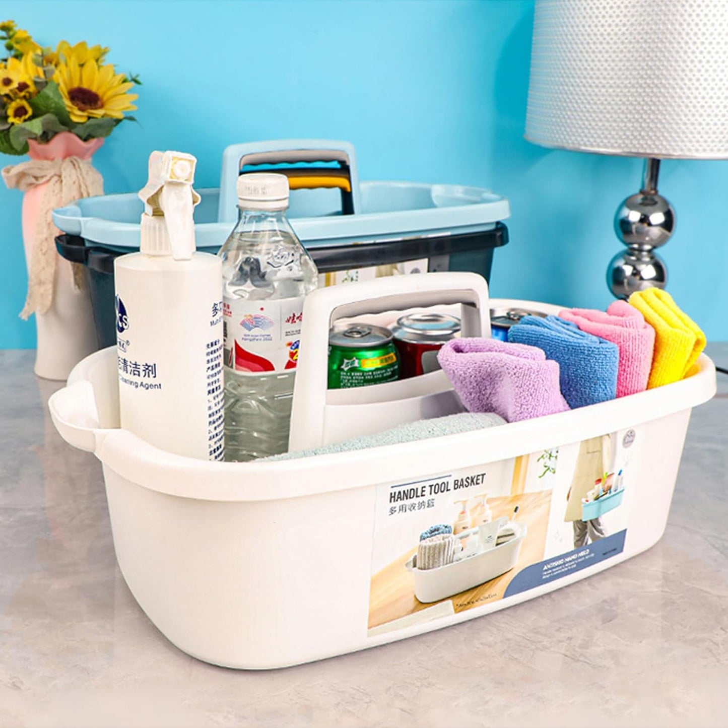 Cleaning Bucket Cleaning Caddy Stackable Wide Edge Cleaning Bucket with Grooved Handle Easy to Clean & Maintain Cleaning Supplies Organizer for Spray Bottles