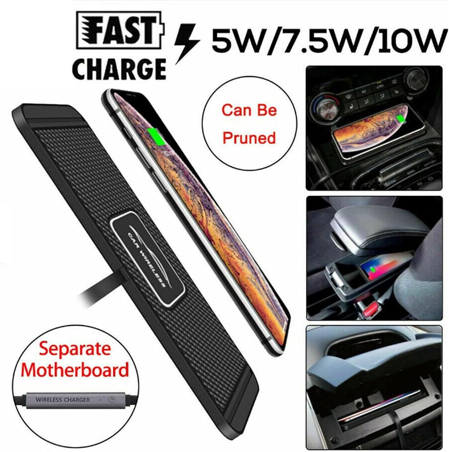 Car Wireless Charger Pad, Non-Slip Car Phone Charger, QI Wireless Fast Charging Charger Mat, Portable Wireless Charging Pad