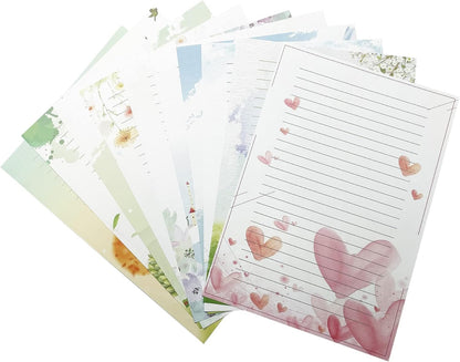 50 Pcs Writing Stationery Paper, Lined Writing Letter Paper Set, A4 Size, 10 Different Style
