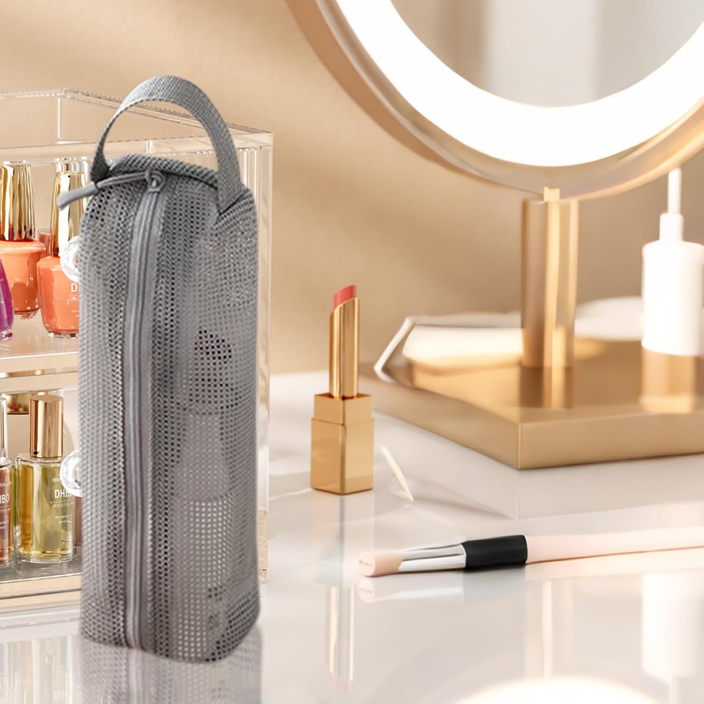 Générique Travel Toiletry Bag, Portable Toothbrush Pouch, 9,06 x 2,56 x 2,17 pollici Multi-Functional Toiletry Organizer, Compact Design, Mesh Hygiene Kit per vacanze, palestra, ospedale e aiplane