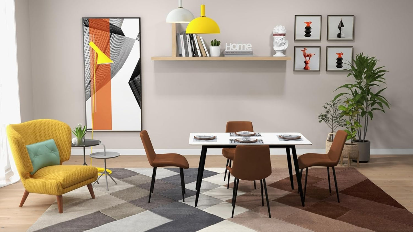CB Home Sintera Sintered Stone Dining Table – Stylish, Durable, and Heat-Resistant Table (Seats 4-6)- Glossy Marble Effect Top