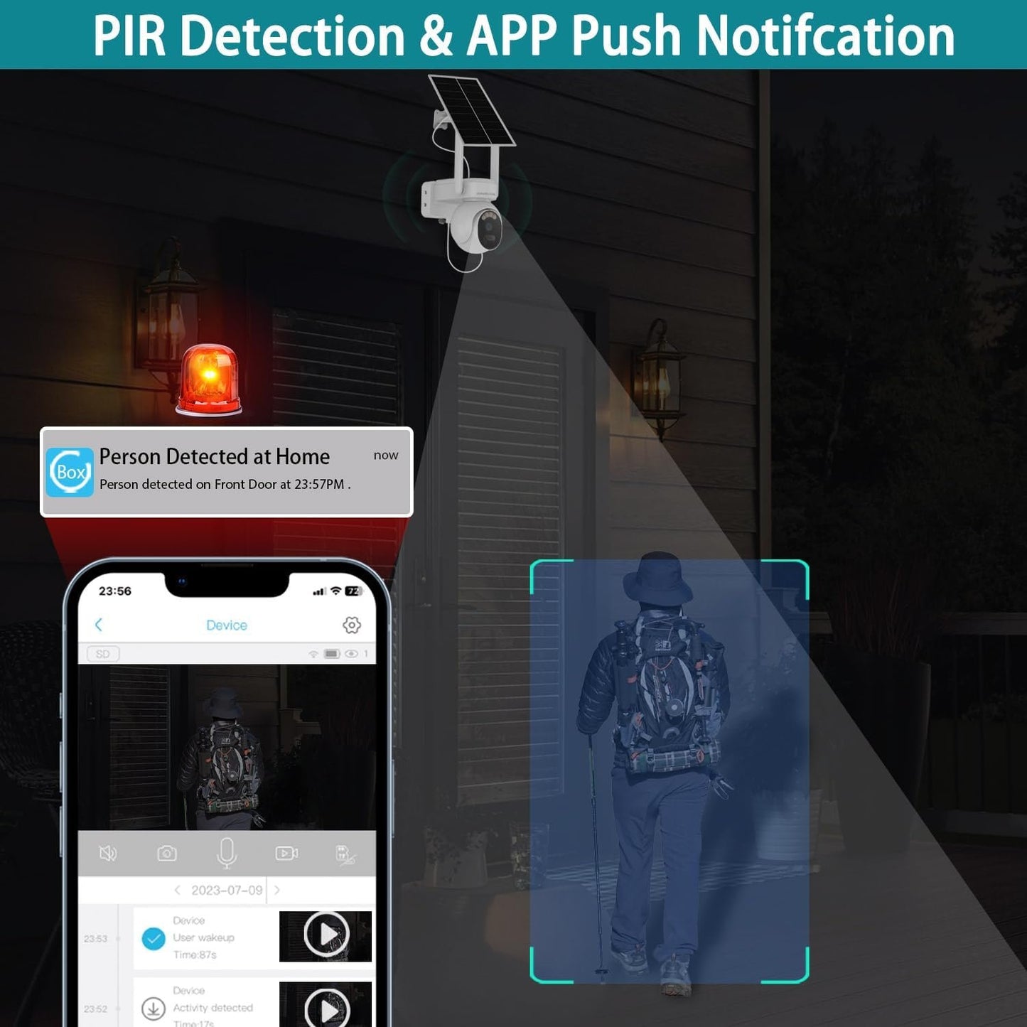 4G LTE Cellular Security Camera Outdoor, Surveillance Camera for Home Security, Outdoor Security Camera Wireless, Solar Security Cameras, 360 Camera with Live View, 2-Way Talk, PIR Sensor, 2K HD