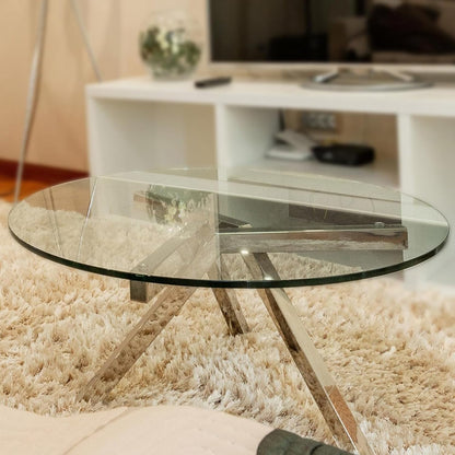 YUEKOPOU piano del tavolo da pranzo in vetro temperato.pian Round Clear Glass Table Top - 8mm Thick Toughened Explosion-Proof Glass for Dining Tables(75CM(30INCH))