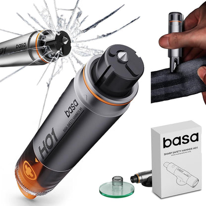 basa Window Breaker Seat Belt Cutter 2-in-1 Safety Hammer Emergency Car Kit, Lipstick Design, Ideal Present for Safety-Conscious Drivers- Glass Breaker Tool for Husband, Wife, Parents, Friends