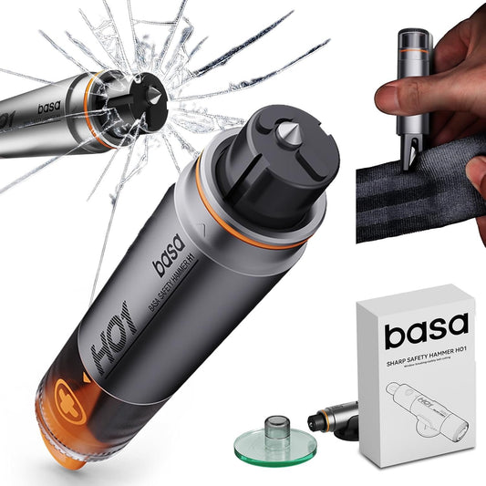 basa Window Breaker Seat Belt Cutter 2-in-1 Safety Hammer Emergency Car Kit, Lipstick Design, Ideal Present for Safety-Conscious Drivers- Glass Breaker Tool for Husband, Wife, Parents, Friends