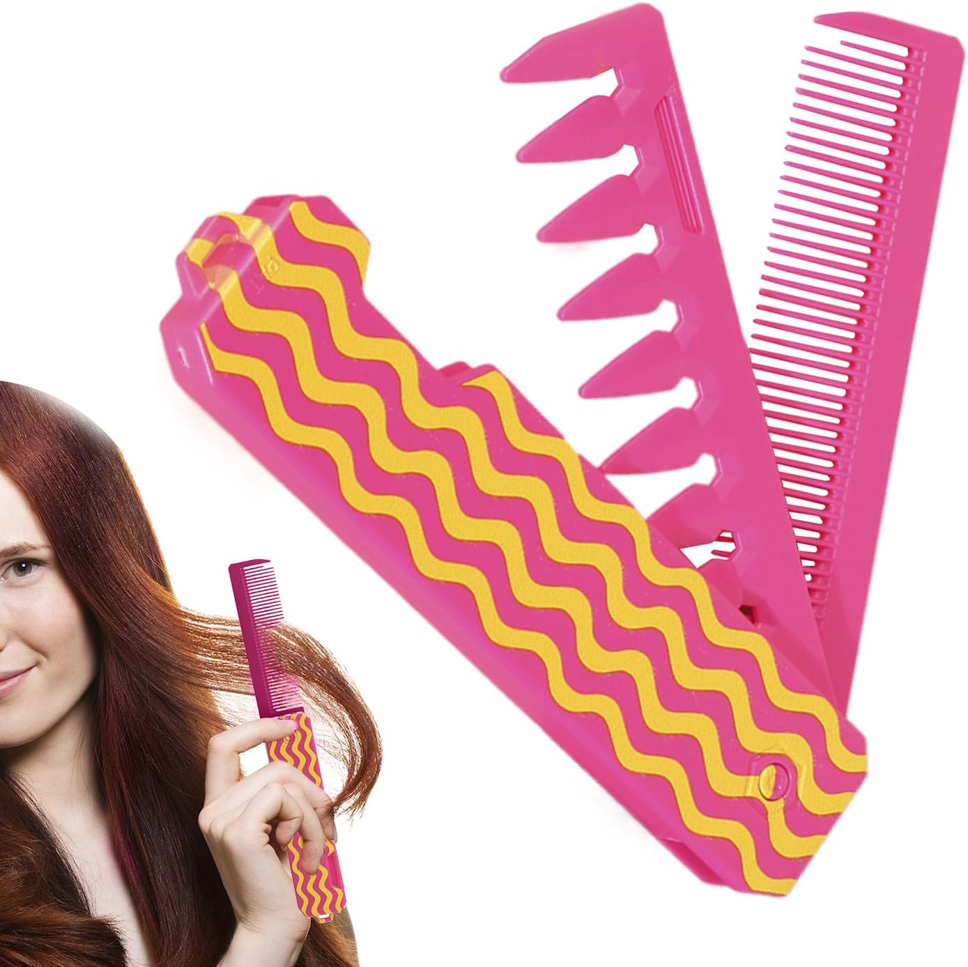 Pocket Comb, Fine and Wide Tooth, Folding Styling Tool, Portable Design, Sturdy Lightweight Material, Suitable for Hair, Beards, Mustache Women, Girls, Travel Use