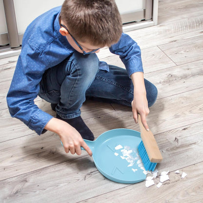 WHOHOLL Wooden Toddler Cleaning Set, Toddler Toys Montessori Toys for 3+ Years Old, Housekeeping Play Set Includes Broom Mop Duster Dustpan Sponge and Organizing Stand, STEM Skill Developmental Gift