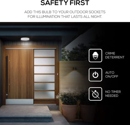 Amazon Basics A19 Dusk to Dawn Sensor LED Outdoor Light Bulb, 60W Equivalent, Energy-Efficient 9W, Daylight 2700K, E26 Base, 10,000 Hours, 2 Count (Pack of 1)