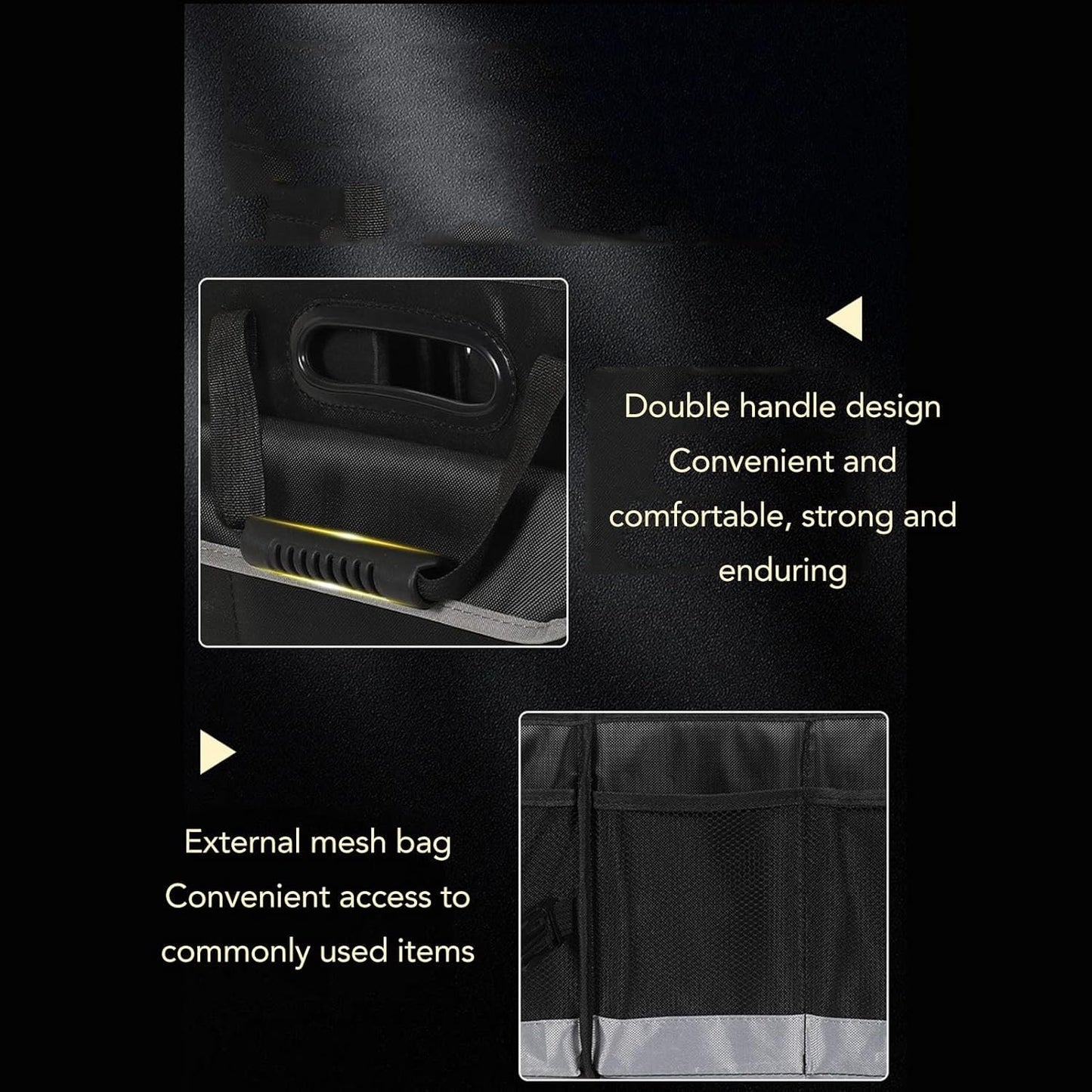 Car Trunk Organizer, 95L Car Multi Compartment Storage Box with Handles, Foldable Trunk Extended Cargo Organizer, for Any Car, SUV, Truck