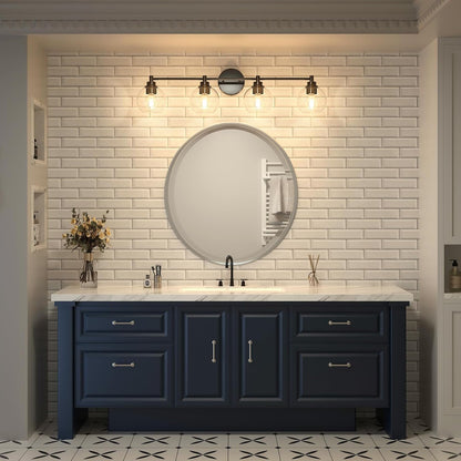 VONLUCE Bathroom Light Fixtures, 4-Light Bathroom Vanity Light with Globe Glass Shades E26 Sockets, Bathroom Lights Over Mirror for Bedroom Hallway Living Room, Black Finish