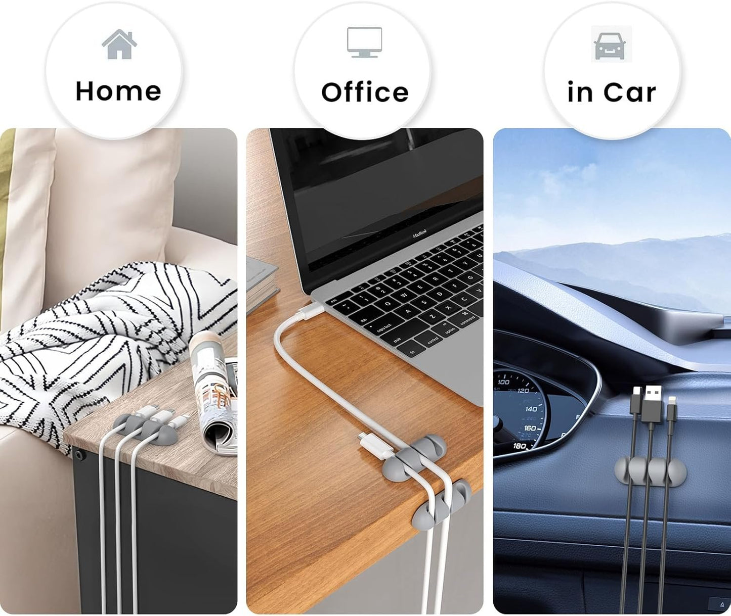 Delidigi 6 Pack Cable Organizer Cord Clips Desk Cable Holder Strong Adhesive Wire Holder for Organizing USB Cord Wire Home Office and Car
