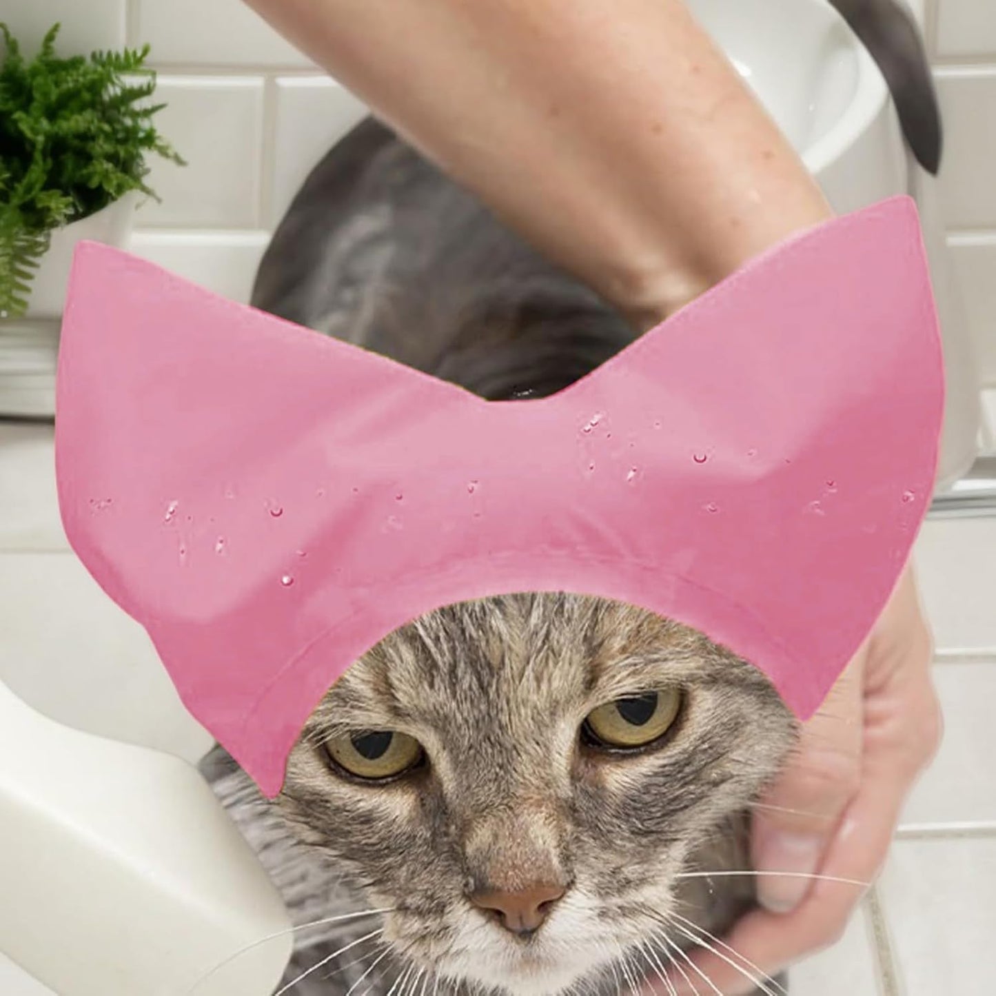 Cat Shower Cap - Oxford Cloth Wrap, Waterproof Adjustable | Pet Ear Cover for Bathing Protection, Headwear for Puppy Grooming, Kitten Cleaning, Small Dog Hygiene in Home Spa Routine