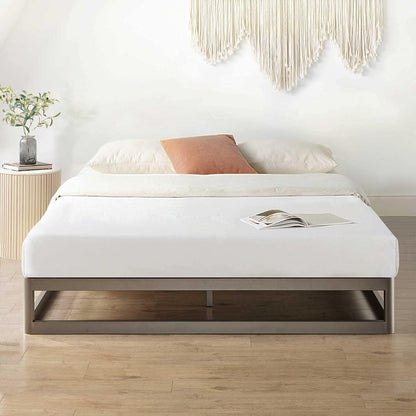 Zinus Metal Queen Bed Frame 22cm Grey Gunmetal Bedframe Base, 5Yrs Warranty, Steel Slat Mattress Support, Bedroom Furniture