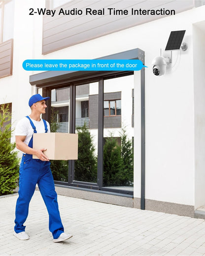 ANRAN 2K Security Camera Wireless Outdoor, Solar Outdoor Camera with 360° View, Smart Siren, Spotlights, Color Night Vision, PIR Human Detection, Pan Tilt Control, 2-Way Talk, Q01W 2 Packs