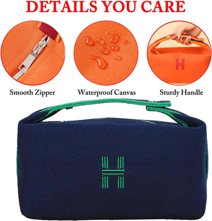 Travel Makeup Bag, Waterproof Canvas Cosmetic Bag Make Up Organizer Case for Women, Large Toiletry Bag Skincare Pouch for Toiletries Accessories Brushes