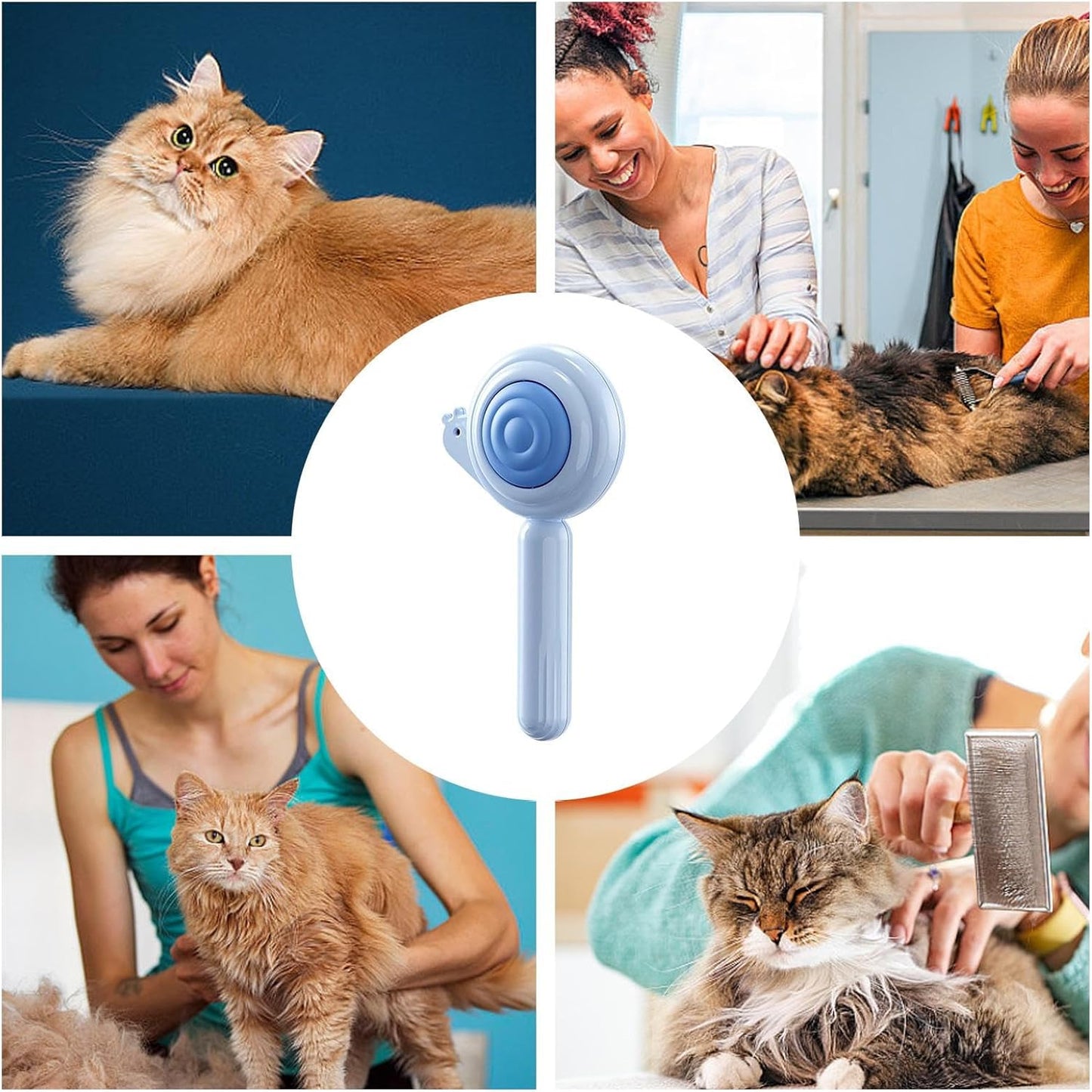 Pet Grooming Brush, Sturdy Cat Hair Remover Comb, 7.09x3.94 Inches Lightweight Pet Massaging Tool, Effective Comfortable Grip Groom Supplies, Ideal for Kitten and Puppy Care